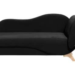 Chaise Longue Côté Droit En Velours Noir MERI 14 Chaise Longue Côté Droit En Velours Noir MERI -Promos Chesteris Boutique meridienne 16204155