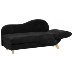 Chaise Longue Côté Droit En Velours Noir MERI 15 Chaise Longue Côté Droit En Velours Noir MERI -Promos Chesteris Boutique meridienne 16204157