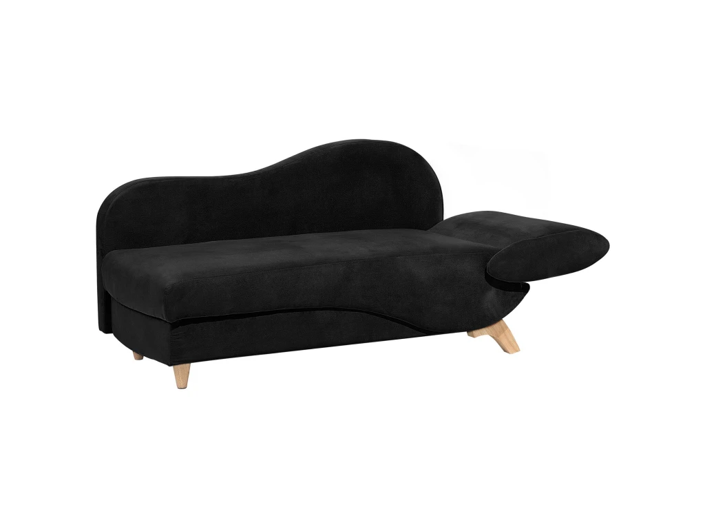 Chaise Longue Côté Droit En Velours Noir MERI 6 Chaise Longue Côté Droit En Velours Noir MERI – Image 6