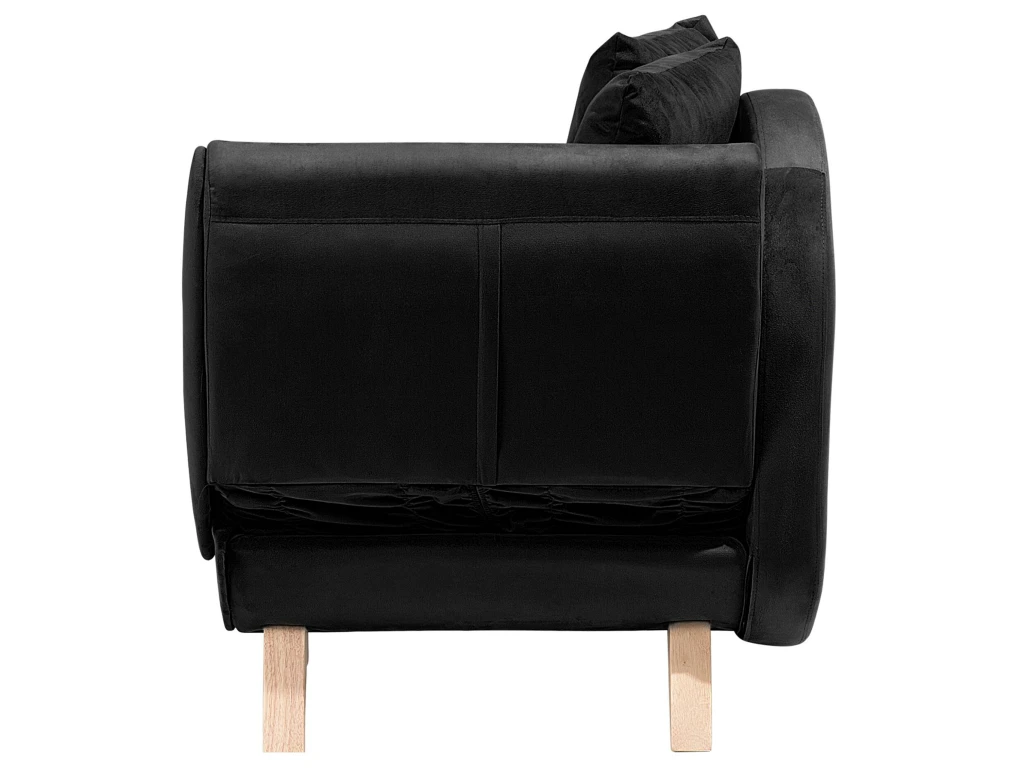 Chaise Longue Côté Droit En Velours Noir MERI 9 Chaise Longue Côté Droit En Velours Noir MERI – Image 9