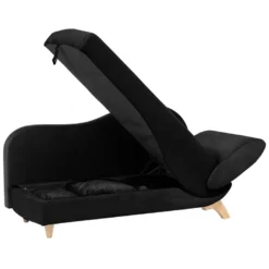 Chaise Longue Côté Droit En Velours Noir MERI 19 Chaise Longue Côté Droit En Velours Noir MERI -Promos Chesteris Boutique meridienne 16204165