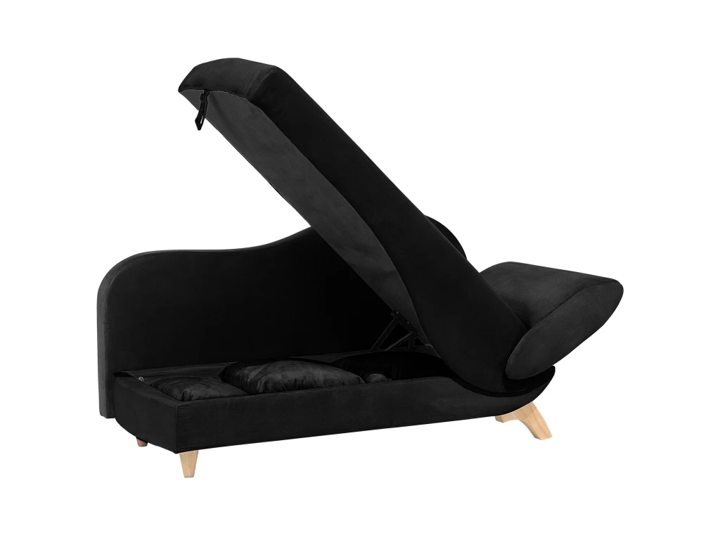 Chaise Longue Côté Droit En Velours Noir MERI 10 Chaise Longue Côté Droit En Velours Noir MERI – Image 10