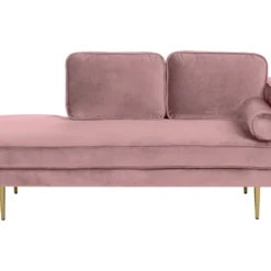 Chaise Longue Rose Poudré Côté Droit MIRAMAS