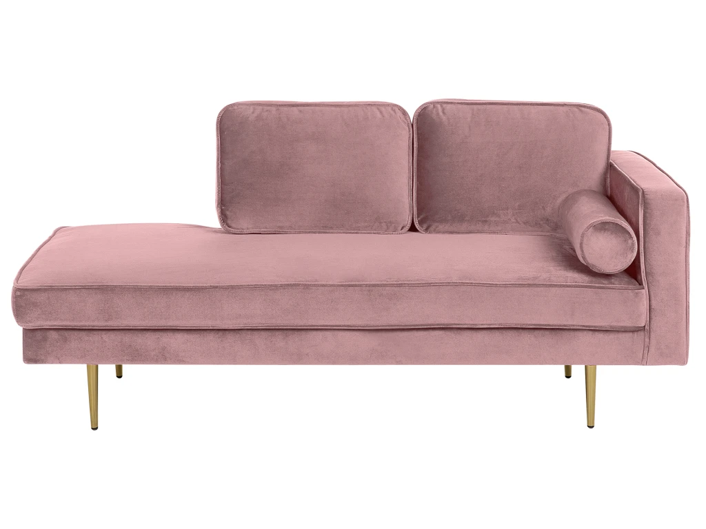 Chaise Longue Rose Poudré Côté Droit MIRAMAS 1 Chaise Longue Rose Poudré Côté Droit MIRAMAS