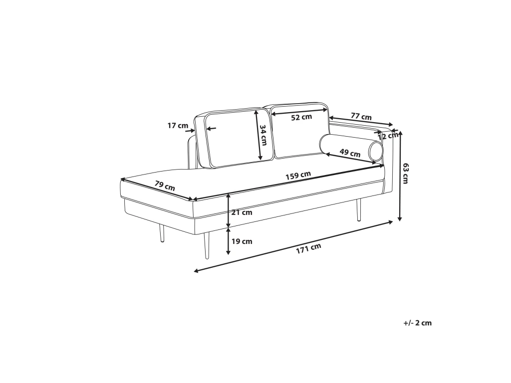 Chaise Longue Rose Poudré Côté Droit MIRAMAS 3 Chaise Longue Rose Poudré Côté Droit MIRAMAS – Image 3