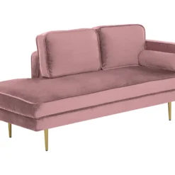 Chaise Longue Rose Poudré Côté Droit MIRAMAS 12 Chaise Longue Rose Poudré Côté Droit MIRAMAS -Promos Chesteris Boutique meridienne 16205537