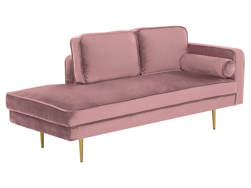 Chaise Longue Rose Poudré Côté Droit MIRAMAS 5 Chaise Longue Rose Poudré Côté Droit MIRAMAS – Image 5