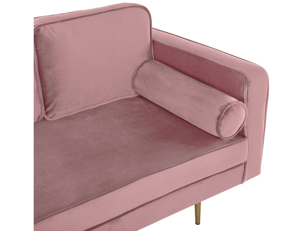 Chaise Longue Rose Poudré Côté Droit MIRAMAS 7 Chaise Longue Rose Poudré Côté Droit MIRAMAS – Image 7
