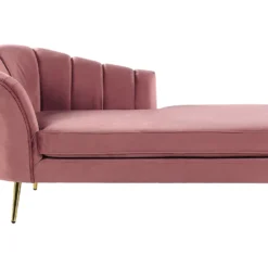 Chaise Longue Côté Gauche En Velours Rose ALLIER