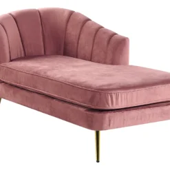 Chaise Longue Côté Gauche En Velours Rose ALLIER 13 Chaise Longue Côté Gauche En Velours Rose ALLIER -Promos Chesteris Boutique meridienne 16205825