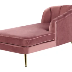 Chaise Longue Côté Gauche En Velours Rose ALLIER 14 Chaise Longue Côté Gauche En Velours Rose ALLIER -Promos Chesteris Boutique meridienne 16205827
