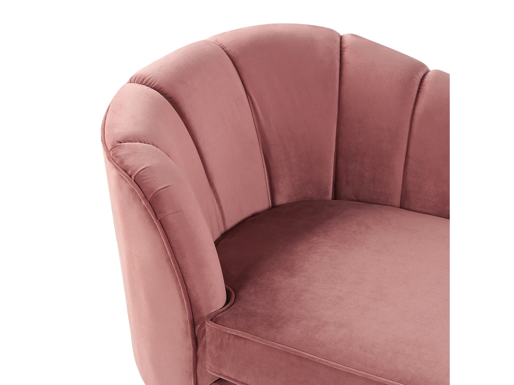 Chaise Longue Côté Gauche En Velours Rose ALLIER 7 Chaise Longue Côté Gauche En Velours Rose ALLIER – Image 7