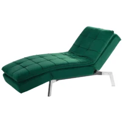 Chaise Longue Réglable Vert émeraude LOIRET -Promos Chesteris Boutique meridienne 16206475