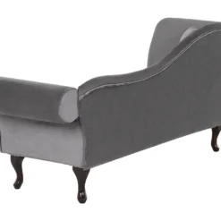 Chaise Longue En Velours Gris Côté Gauche LATTES -Promos Chesteris Boutique meridienne 16207213