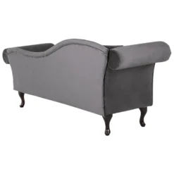 Chaise Longue En Velours Gris Côté Gauche LATTES -Promos Chesteris Boutique meridienne 16207215