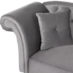 Chaise Longue En Velours Gris Côté Gauche LATTES -Promos Chesteris Boutique meridienne 16207217