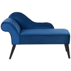 Mini Chaise Longue En Velours Bleu Côté Gauche BIARRITZ