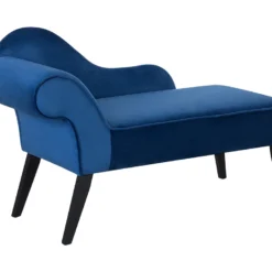 Mini Chaise Longue En Velours Bleu Côté Gauche BIARRITZ -Promos Chesteris Boutique meridienne 16438519