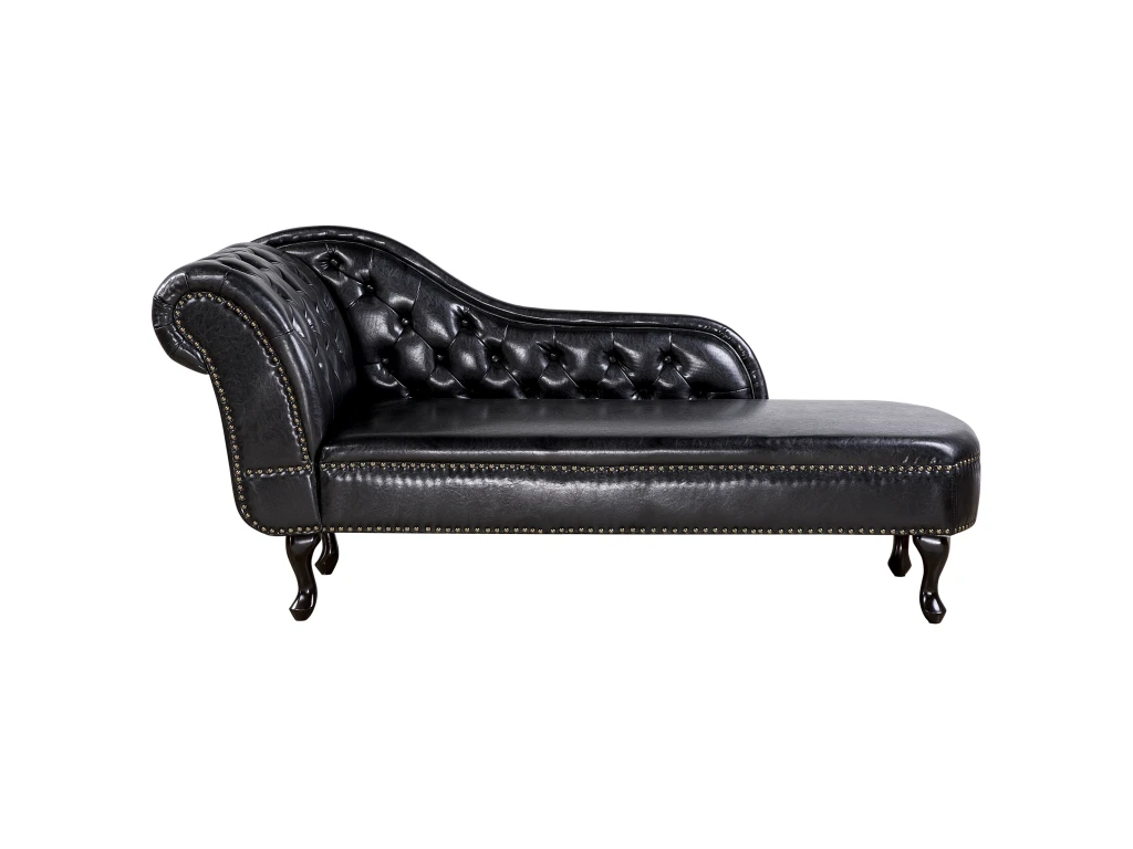 Méridienne Capitonnée En Cuir PU Noir NIMES 1 Méridienne Capitonnée En Cuir PU Noir NIMES