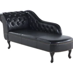 Méridienne Capitonnée En Cuir PU Noir NIMES 13 Méridienne Capitonnée En Cuir PU Noir NIMES -Promos Chesteris Boutique meridienne 16439447