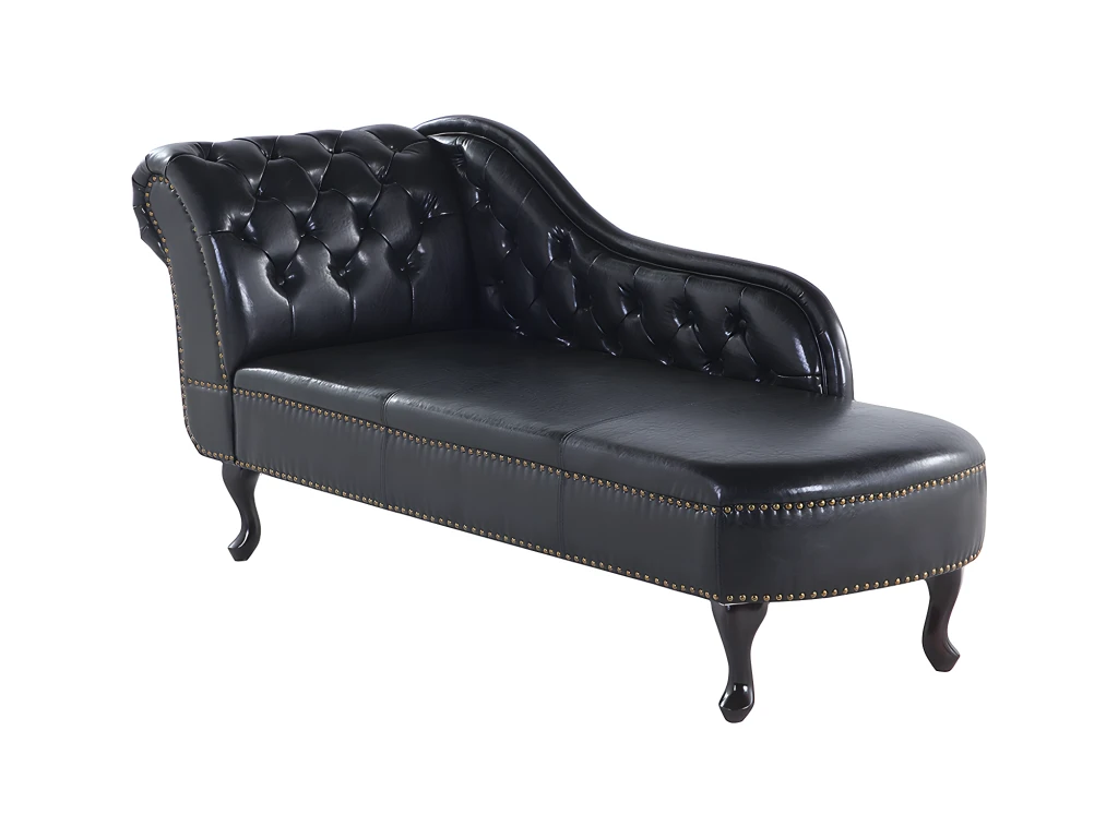 Méridienne Capitonnée En Cuir PU Noir NIMES 4 Méridienne Capitonnée En Cuir PU Noir NIMES – Image 4