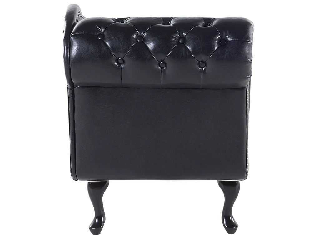 Méridienne Capitonnée En Cuir PU Noir NIMES 6 Méridienne Capitonnée En Cuir PU Noir NIMES – Image 6