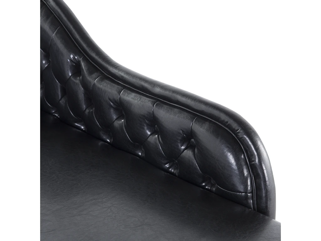 Méridienne Capitonnée En Cuir PU Noir NIMES 7 Méridienne Capitonnée En Cuir PU Noir NIMES – Image 7