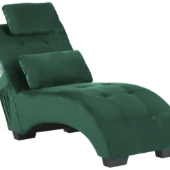 Chaise Longue En Velours Vert Avec Port USB Et Haut-parleur Bluetooth SIMORRE