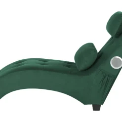Chaise Longue En Velours Vert Avec Port USB Et Haut-parleur Bluetooth SIMORRE -Promos Chesteris Boutique meridienne 16671271