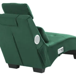 Chaise Longue En Velours Vert Avec Port USB Et Haut-parleur Bluetooth SIMORRE -Promos Chesteris Boutique meridienne 16671273