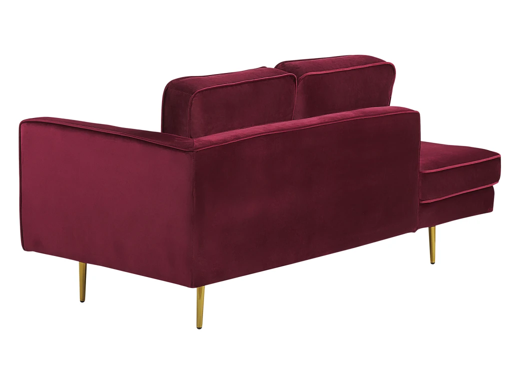 Chaise Longue En Velours Rouge Foncé Côté Droit MIRAMAS 5 Chaise Longue En Velours Rouge Foncé Côté Droit MIRAMAS – Image 5