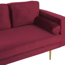 Chaise Longue En Velours Rouge Foncé Côté Droit MIRAMAS 12 Chaise Longue En Velours Rouge Foncé Côté Droit MIRAMAS -Promos Chesteris Boutique meridienne 16671475
