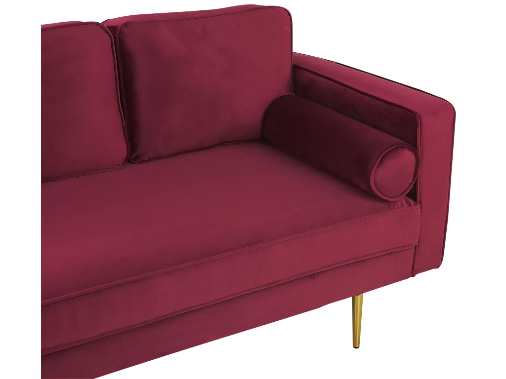 Chaise Longue En Velours Rouge Foncé Côté Droit MIRAMAS 6 Chaise Longue En Velours Rouge Foncé Côté Droit MIRAMAS – Image 6