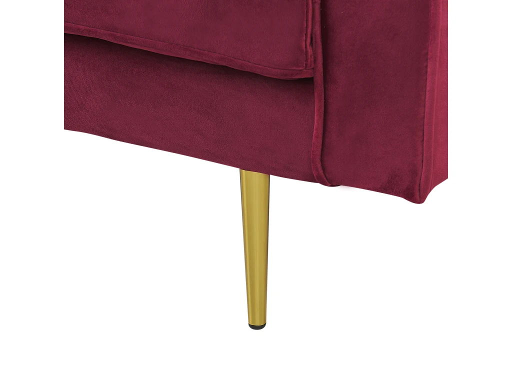 Chaise Longue En Velours Rouge Foncé Côté Droit MIRAMAS 7 Chaise Longue En Velours Rouge Foncé Côté Droit MIRAMAS – Image 7