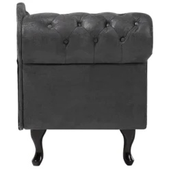 Chaise Longue Chesterfield Grise En Cuir PU NIMES -Promos Chesteris Boutique meridienne 16671615