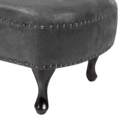 Chaise Longue Chesterfield Grise En Cuir PU NIMES -Promos Chesteris Boutique meridienne 16671621