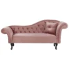Chaise Longue Côté Droit En Velours Rose LATTES