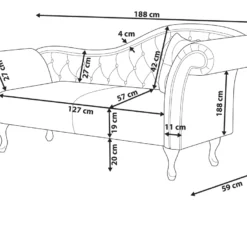 Chaise Longue Côté Droit En Velours Rose LATTES -Promos Chesteris Boutique meridienne 16671727