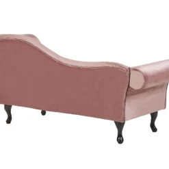 Chaise Longue Côté Droit En Velours Rose LATTES -Promos Chesteris Boutique meridienne 16671731