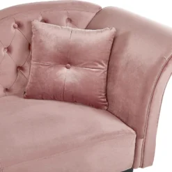Chaise Longue Côté Droit En Velours Rose LATTES -Promos Chesteris Boutique meridienne 16671733