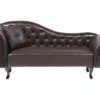 Chaise Longue Chesterfield En Cuir PU Marron LATTES