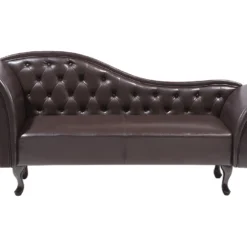 Chaise Longue Chesterfield En Cuir PU Marron LATTES 13 Chaise Longue Chesterfield En Cuir PU Marron LATTES -Promos Chesteris Boutique meridienne 16671795