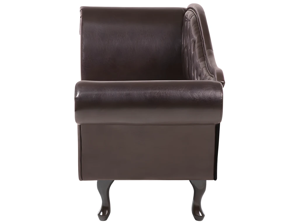 Chaise Longue Chesterfield En Cuir PU Marron LATTES 8 Chaise Longue Chesterfield En Cuir PU Marron LATTES – Image 8