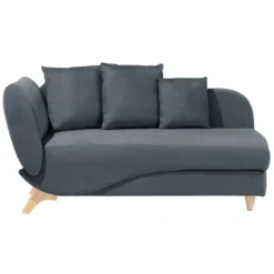 Chaise Longue Côté Gauche En Velours Gris Foncé MERI
