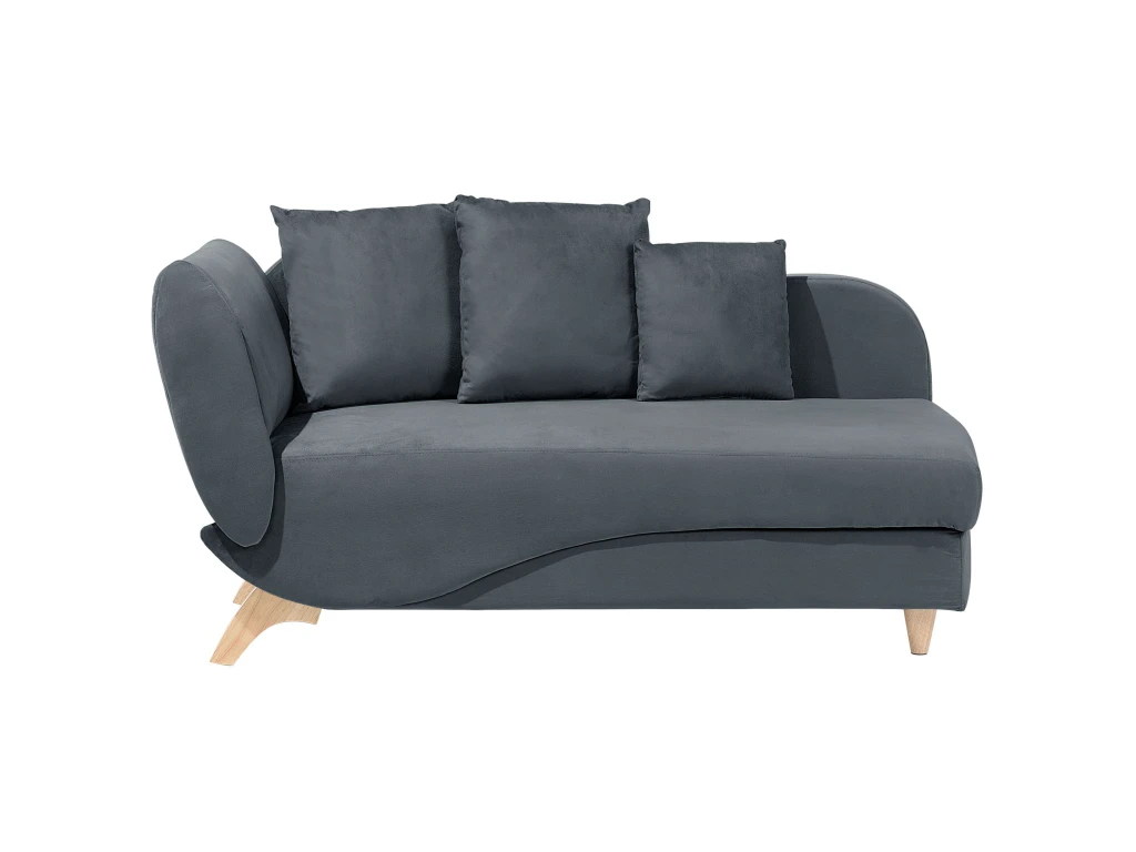 Chaise Longue Côté Gauche En Velours Gris Foncé MERI 1 Chaise Longue Côté Gauche En Velours Gris Foncé MERI