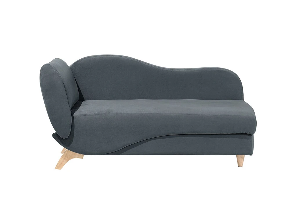 Chaise Longue Côté Gauche En Velours Gris Foncé MERI 4 Chaise Longue Côté Gauche En Velours Gris Foncé MERI – Image 4