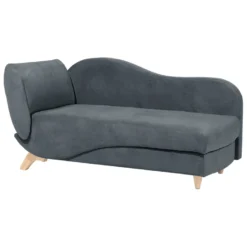 Chaise Longue Côté Gauche En Velours Gris Foncé MERI 15 Chaise Longue Côté Gauche En Velours Gris Foncé MERI -Promos Chesteris Boutique meridienne 16671913