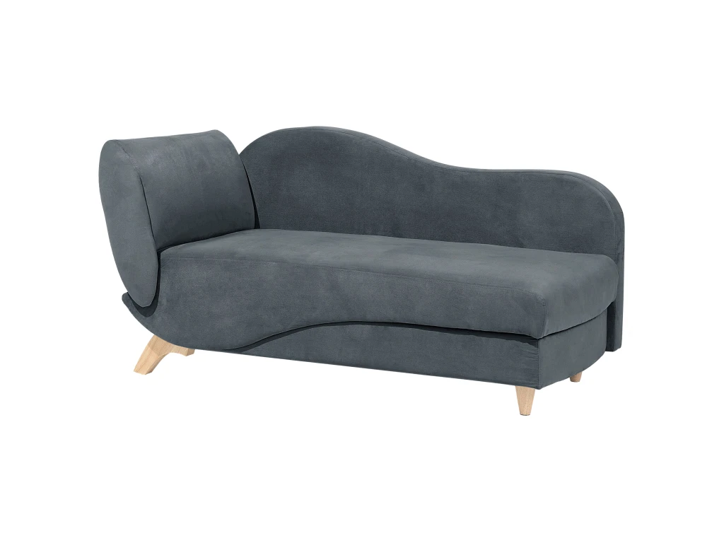 Chaise Longue Côté Gauche En Velours Gris Foncé MERI 6 Chaise Longue Côté Gauche En Velours Gris Foncé MERI – Image 6