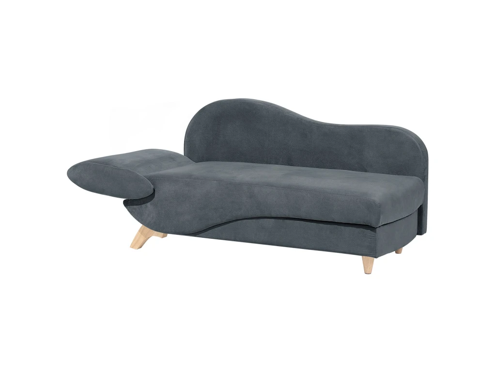 Chaise Longue Côté Gauche En Velours Gris Foncé MERI 7 Chaise Longue Côté Gauche En Velours Gris Foncé MERI – Image 7