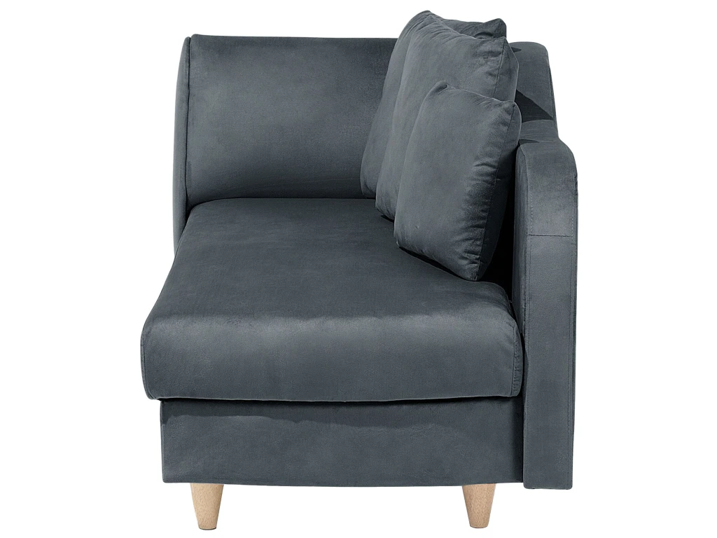Chaise Longue Côté Gauche En Velours Gris Foncé MERI 8 Chaise Longue Côté Gauche En Velours Gris Foncé MERI – Image 8